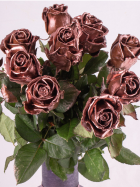 10 copper-coloured wax roses