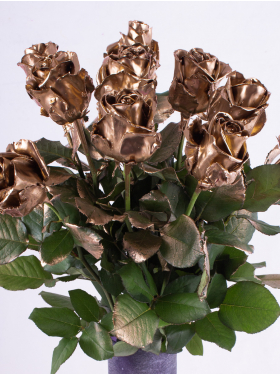 10 gold coloured wax roses