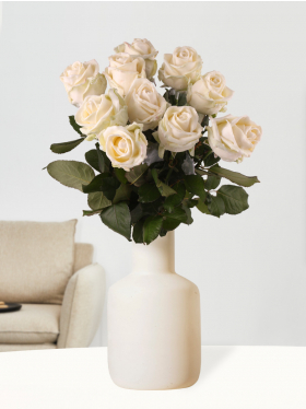 10 white wax roses