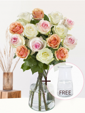 Rose bouquet Lena - Free glass vase