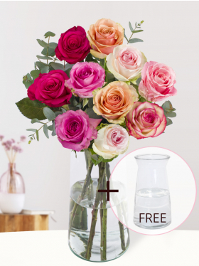 Rose bouquet Lisa + free glass vase